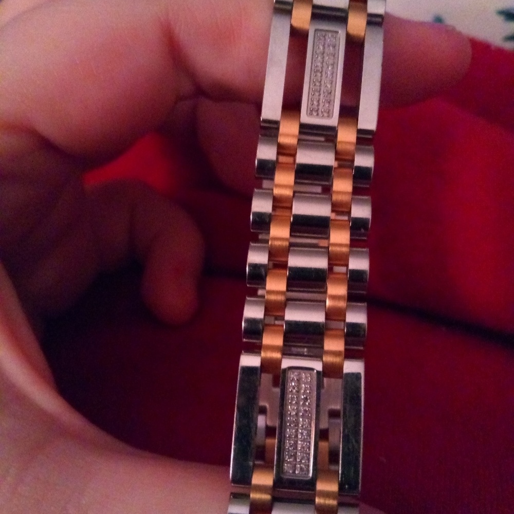 2 tone mens bracelet